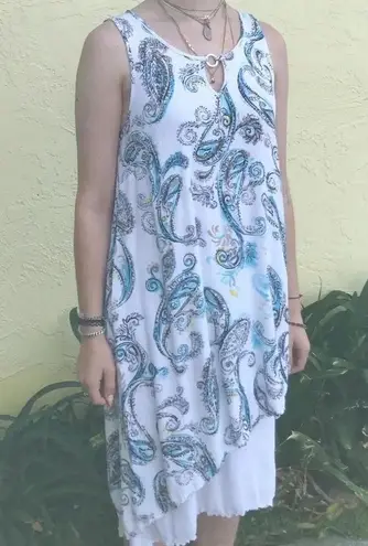 JM Collection paisley print asymmetrical layered tank flowy dress NEW Size M