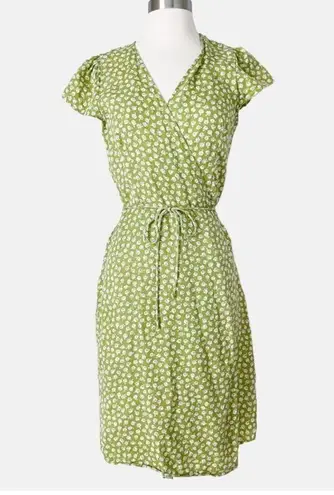 Reformation  Zena Printed Side Tie Dress in Jessie Floral Green and White