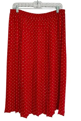 American Vintage Vintage Alfred Dunner Red and White Polka Dot Pleated Midi Skirt - Size 14