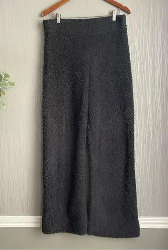 Aerie Fuzzy Wide-Leg Lounge Pants Charcoal Gray Elastic Waist Women's Size Large