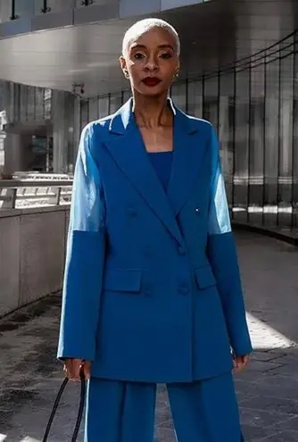 The Drop Women's Blue Sapphire Double Breasted Blazer by @signedblake