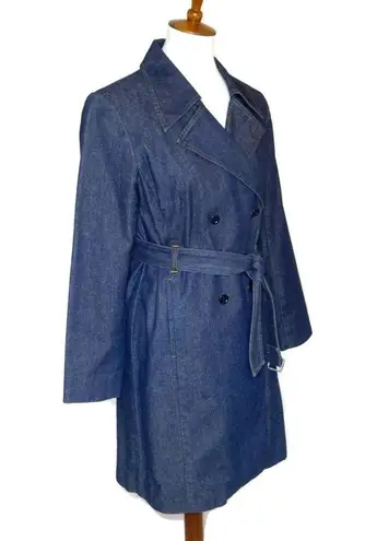 Classiques Entier Blue Cotton Denim Trentch Coat Size Small Double Breasted