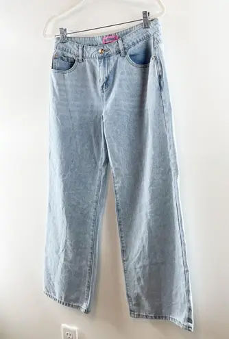 Edikted Low Rise Wide Leg Baggy Cotton Jeans Light Wash Blue Medium - Image 8
