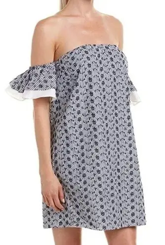CeCe NWT Roseanna stripe embroidered off the shoulder dress Size 4