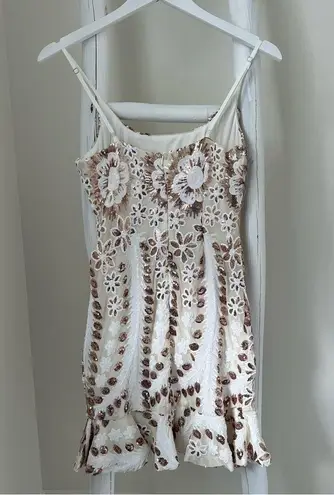 Angel Biba Selfie Leslie Party Mini Gold Sparkly Floral Dress Size Small