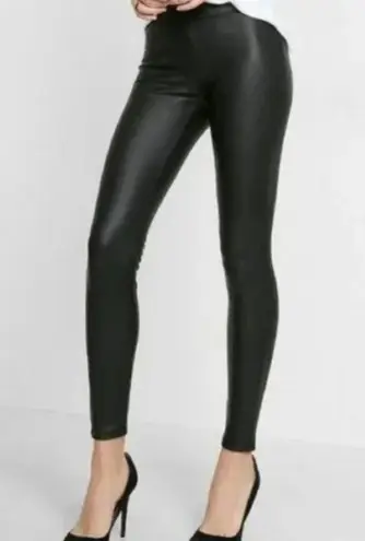 Ellen Tracy Faux Leather Mixed Media Leggings Black