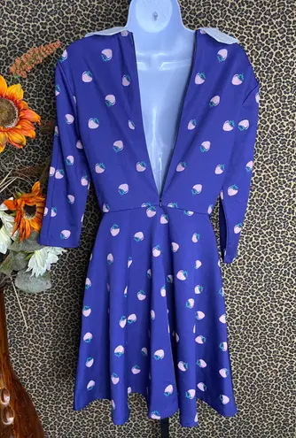 Unique Vintage Navy & Pink Strawberry Print Eloise Swing Dress NWOT MEDIUM