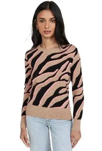 White + Warren Cashmere Zebra Crew Neck Sweater Brown
