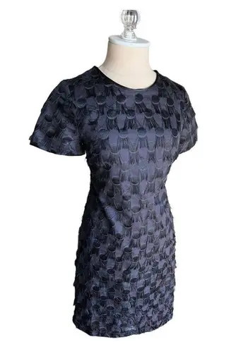 Banana Republic  Flowy Eyelash Fringe Navy Blue Mini Statement Shift Dress Size 0