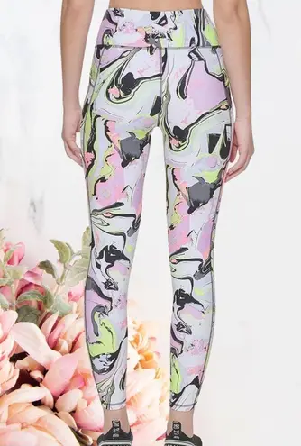 DKNY ABSTRACT PRINTED SPORT LEGGINGS NWT~ Sz L