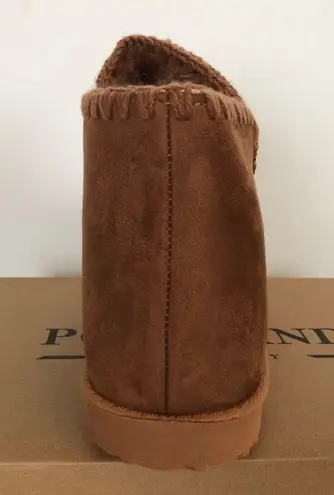 Pacific&Co PORTLAND BOOT Size 10 Chestnut Womens Shearling Booties Faux Suede New
