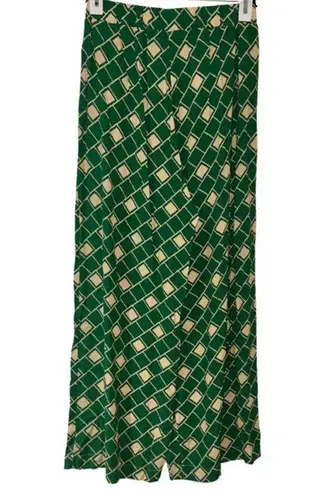 DIXIE GREEN BEIGE RETRO STYLE WIDE LEG PANTS MEDIUM