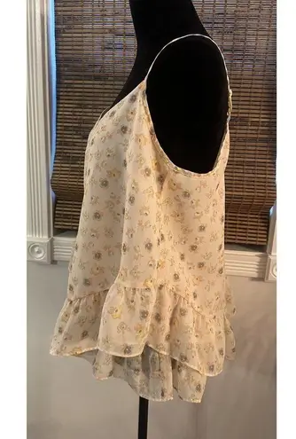 LC Lauren Conrad Lauren Conrad Layered Ruffle Floral Thin Straps Camisole Shirt Women’s Large