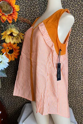 Doe & Rae ✅3/$30✅NWT  Burnt Coral Striped Sleeveless Ruffle Boho Tank Top SMALL