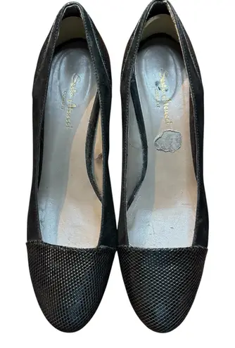 Sesto Meucci Shoes Womens Size 9 Black Comfort Pumps Block Heel Made in Italy
