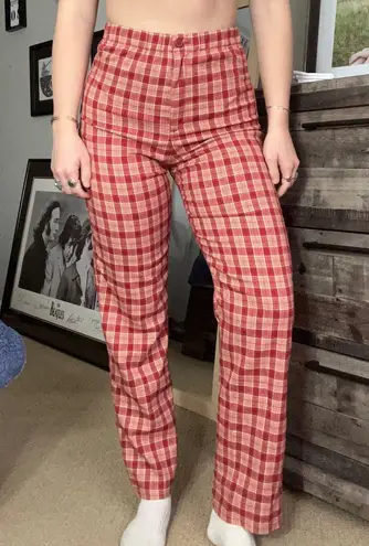 Brandy Melville red plaid tilden pants