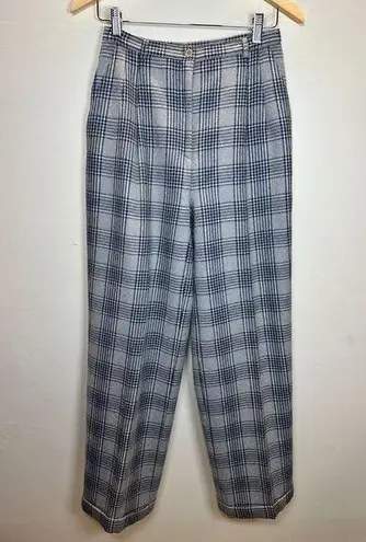 Oscar de la Renta Women's Size 6 Gray Wool Plaid Dress Pants Business Casual EUC