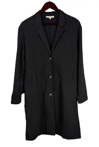 Grade & Gather Pinstripe Lightweight Jacket Tunic Womens S Longline Button Front - Image 1