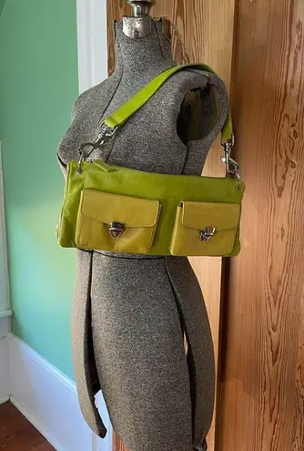 Lumiani Neon Green & Yellow Leather Bag / Made in a Italy
