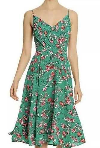 Yumi Kim Anthro Vienna Silk Floral Print A-Line Dress Dandelion Emerald 4 New
