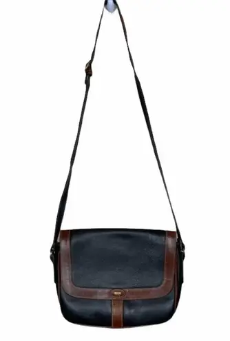 Vintage Bally Black Brown Leather Crossbody Bag
