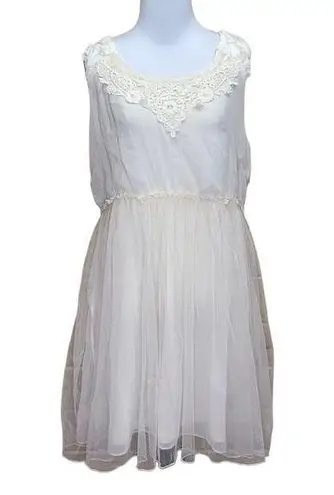 Pretty Angel Tulle Antique Off White Dress LG NWT