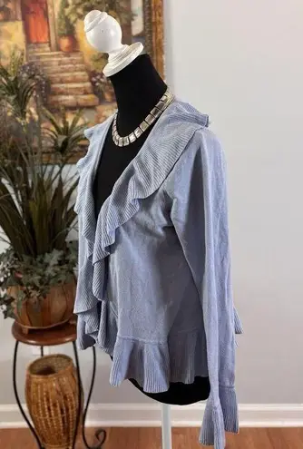 Chadwick's Chadwick’s Women Ruffled Cardigan Open Sweater Size Medium Long Sleeve Ruffle