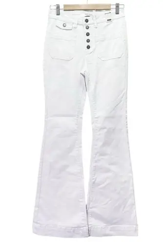 Judy Blue NWT White High Rise Button-Fly Patch Pocket Flare Jeans Size 27 NEW - Image 1