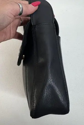 Vintage Bag Black Leather Crossbody Silver Heart Concho Adjustable Strap READ - Image 5