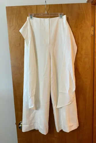 Milly Monroe Cady Pants Ecru Waist Tie Detail Lined Revolve NWT Size 0 MSRP $325