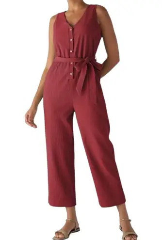 Halara NWT V Neck Belted Pocket Casual Button Front Jumpsuit Size XS