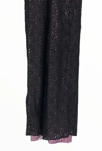 Gunne Sax 90’s Jessica McClintock Black Lace Metallic Pink Dot Square Neck Dress