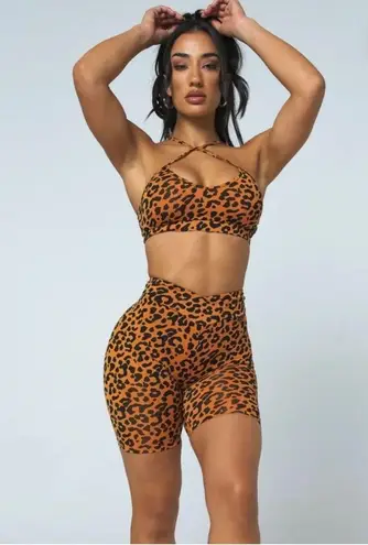 LICI FITLeopard Print Scrunch Biker Shorts