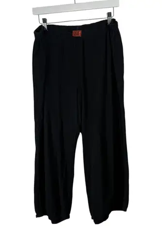 Oh My Gauze Black 100% Cotton Wide Leg Pull On Pants Lagenlook Womens 3 US XXL