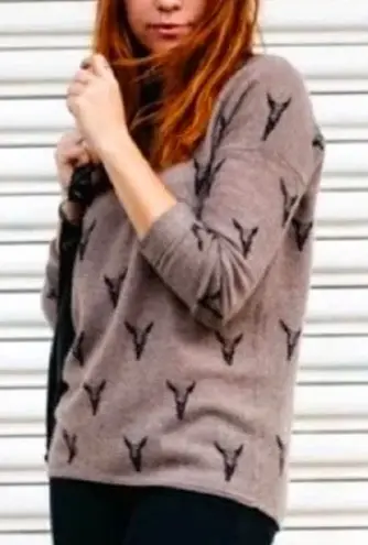 Skull Cashmere Dawson Sweater Women's Small Brown Longhorn Western Boho Grunge