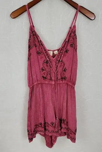 Beach By Exist Womens Romper Small Pink V-Neck Tassels Spaghetti Strap