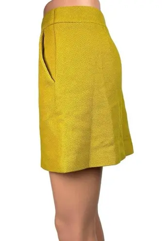 Promod Mustard Yellow Zip Front Pencil Straight Mini Athletic Golf Skirt Size 8