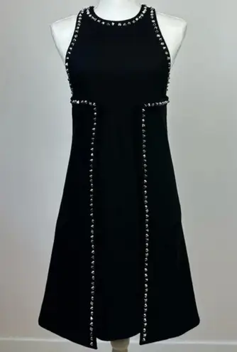 Proenza Schouler Mini Dress Black Shift Textured Crepe Studded Minimalist Small