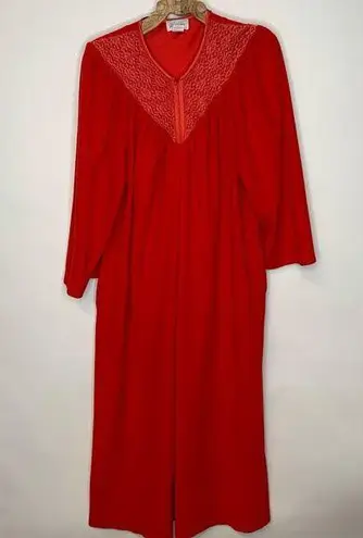 Vanity Fair Velour Red 1/2 Zip Robe Sz Medium