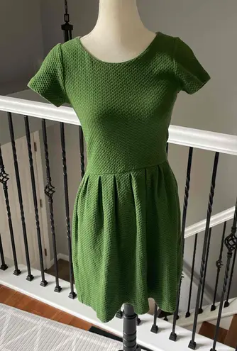 Ganni Green Short Sleeve Textured Mini Dress Size XS