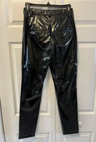 Tibi Tech Size 2 Black Patent Skinny Pant Womens Zip Up
