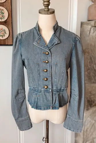 Boston Proper Vintage 90s Denim Steampunk Battalion Style Jacket