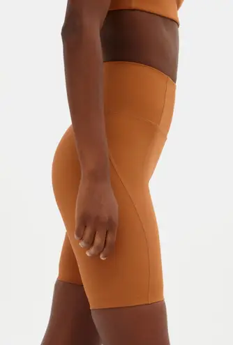 Girlfriend Collective High-Rise Biker Shorts in Caramel