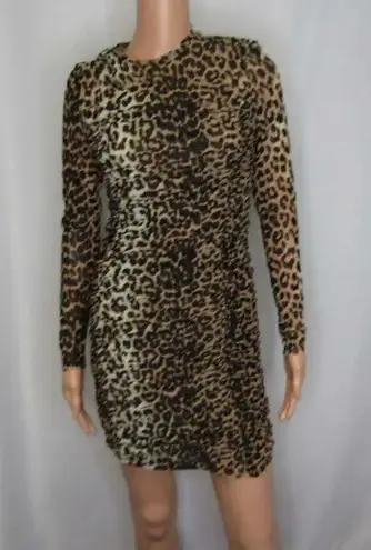 Ganni NWT Ruched Leopard Print Mini Dress Animal Print