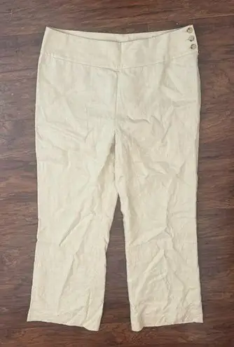 Ralph Lauren Lauren  Khaki 100% Linen Wide Leg Pants Side Zip NWT Size 12