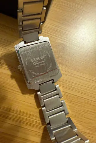 Geneva Watch Geneva Ladies Diamond Tank Francaise Rectangular Silver watch- NEW WITH TAGS