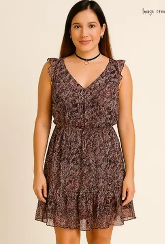 MYTH NYC Sleeveless Ruffle Mini Dress, M Gray Size M