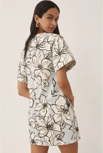 Anthropologie Blue floral patterned denim mini dress 