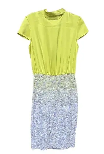 St. John Elegant Lime and Lilac chartreuse multi Color dress Size 2