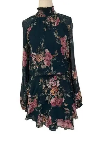 Yumi Kim Green Floral Long Sleeve Dress Women's Size XXS | 49-54